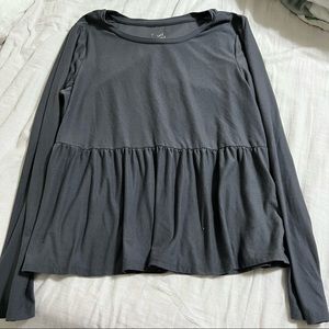 Long Sleeve Gray Ruffle Shirt